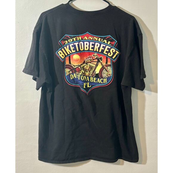 Biketoberfest 2021 Daytona Beach FL T-Shirt Black 29th Annual Motorcycle Rally L - Picture 1 of 3
